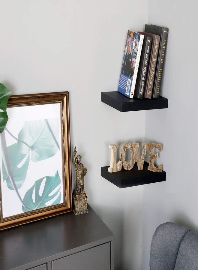 WELLAND Set of 2 Floating Shelves Wall Mounted Shelf, for Home Decor with 8" Deep (Black, 10 inch) - Image 3